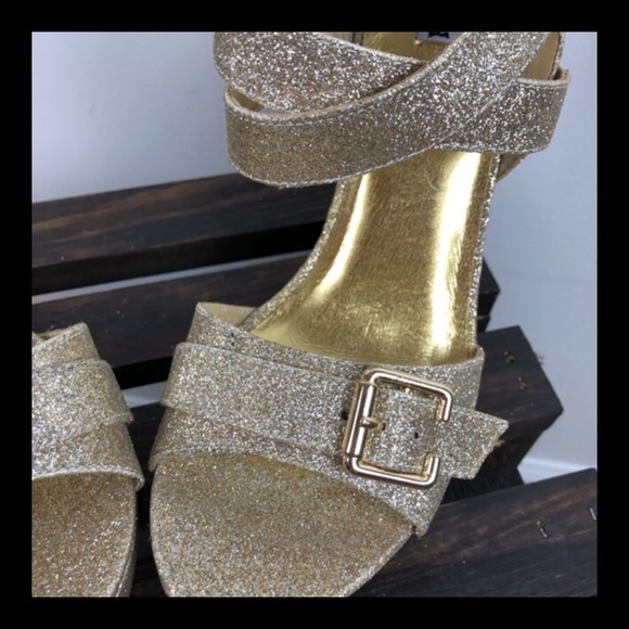 Not Rated Shoes - Not Rated Gold Sparkle Wedges